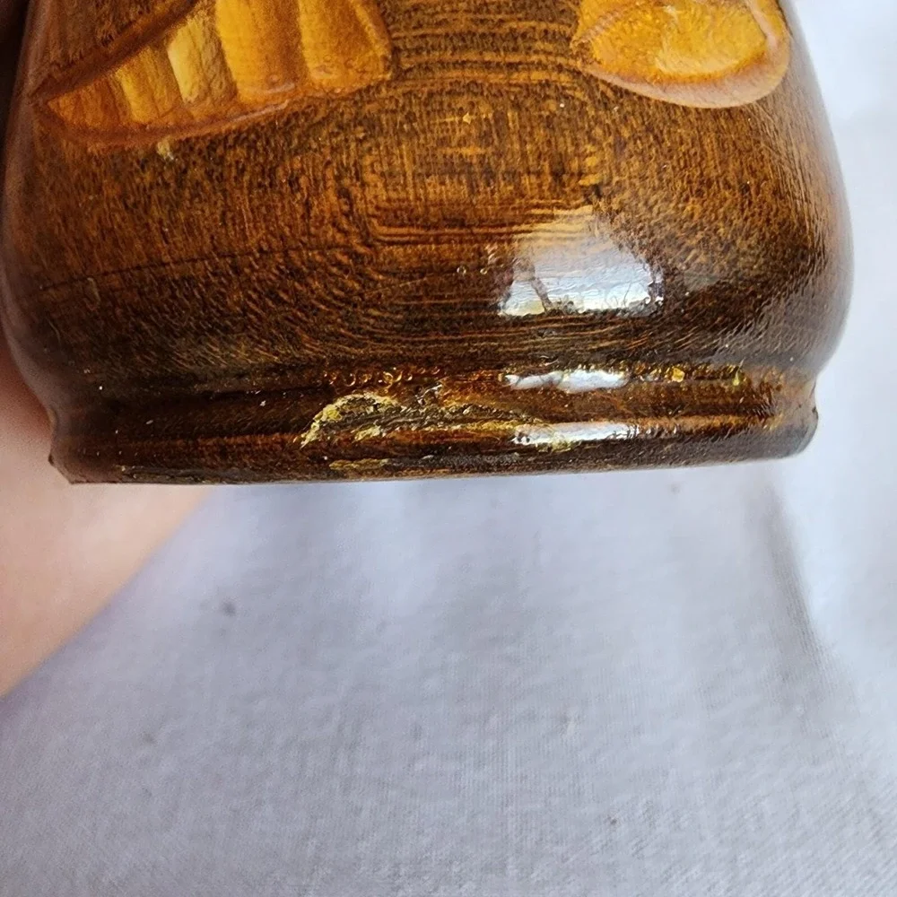 Vintage Southwestern Wooden Hand Carved‎ Vase 7